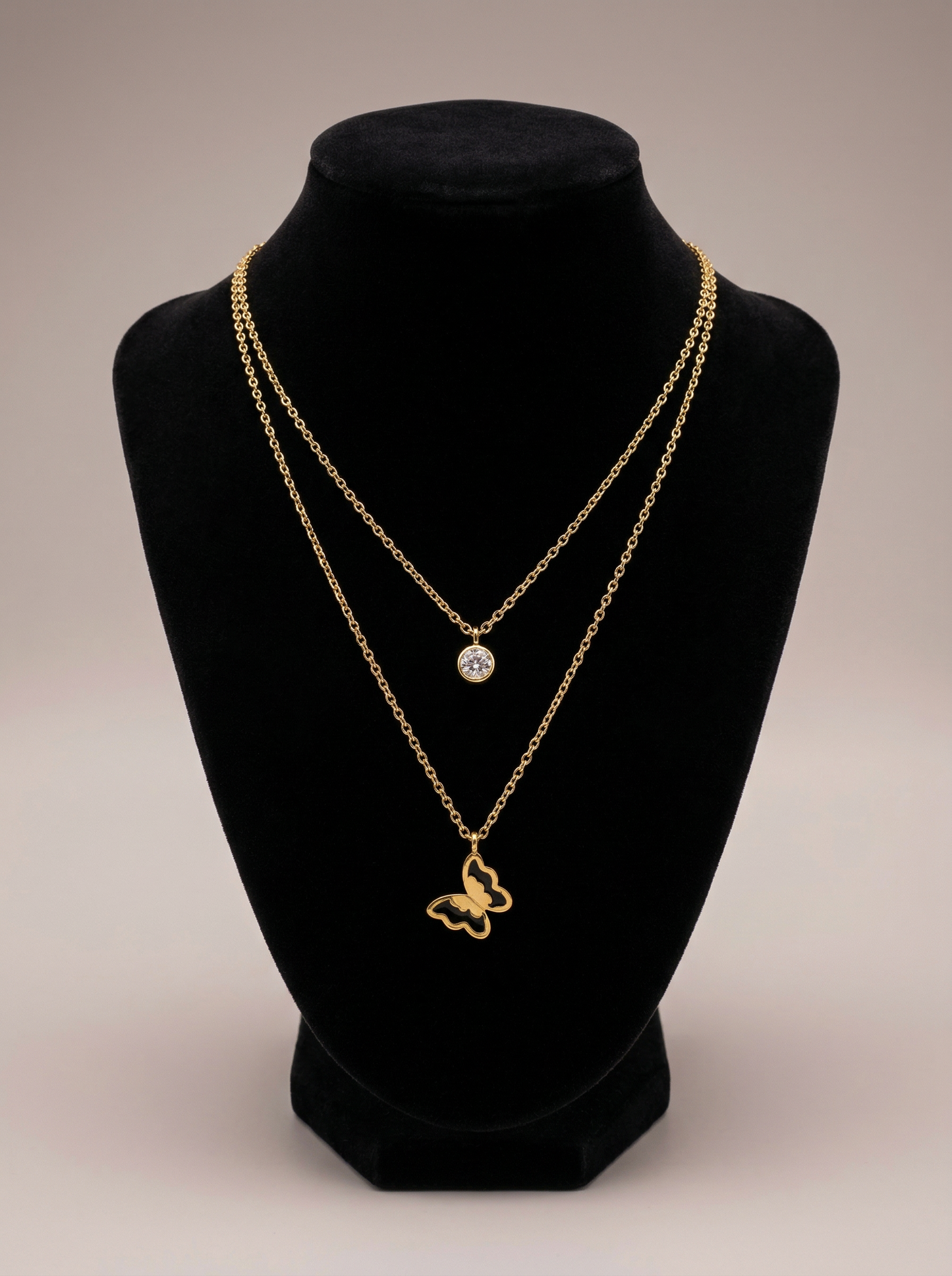 Golden Butterfly Layered Necklace