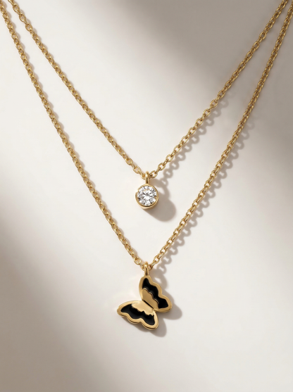 Golden Butterfly Layered Necklace