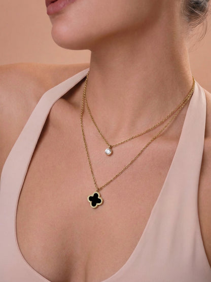 Golden Clover Layered Necklace