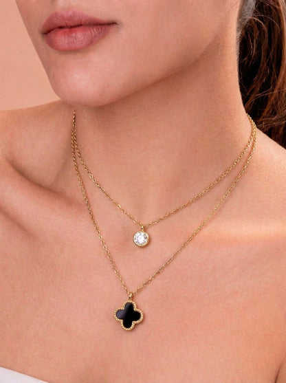 Golden Clover Layered Necklace