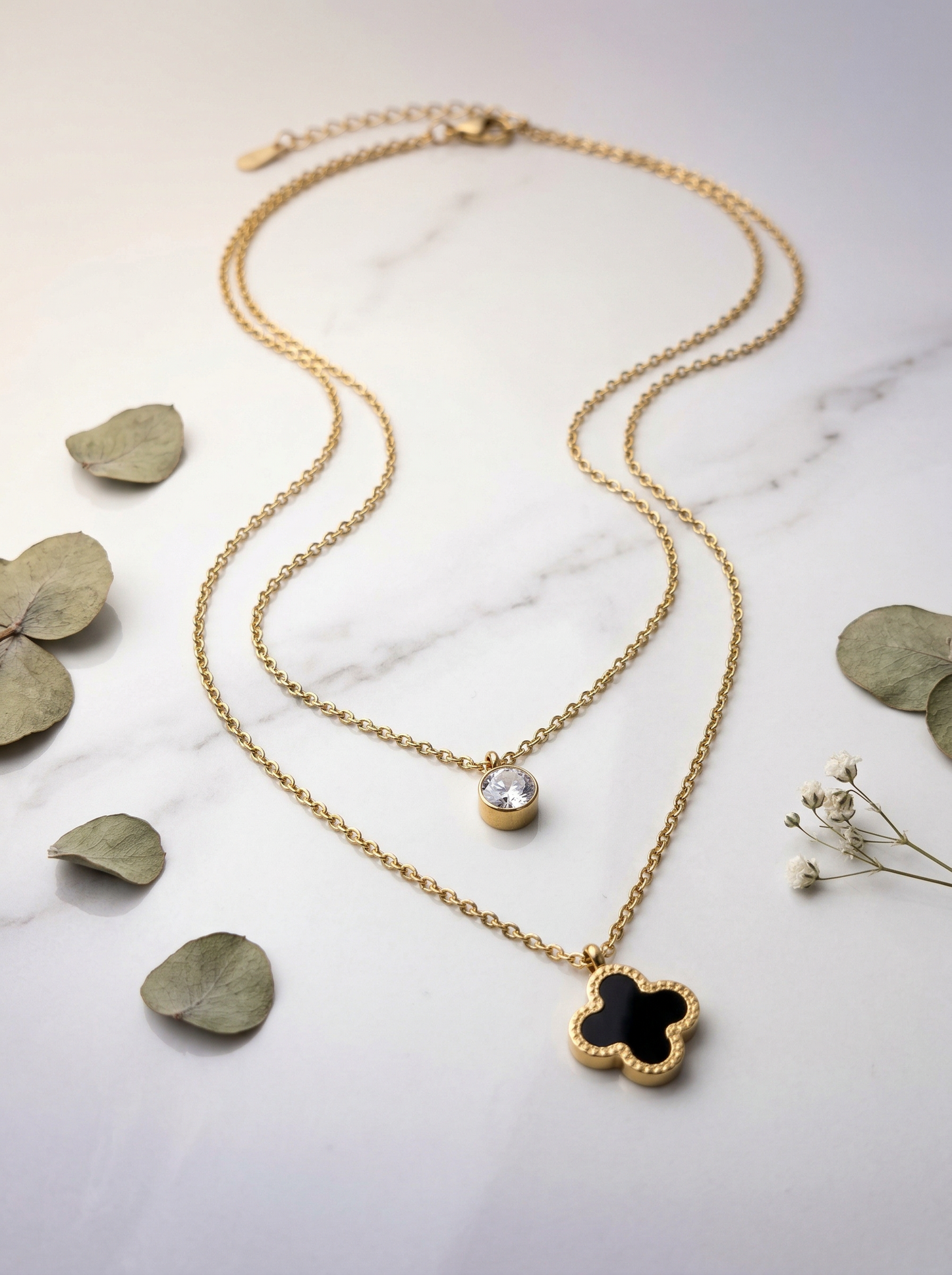 Golden Clover Layered Necklace