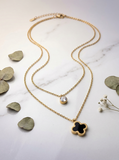Golden Clover Layered Necklace