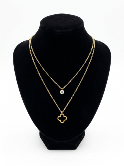 Golden Clover Layered Necklace