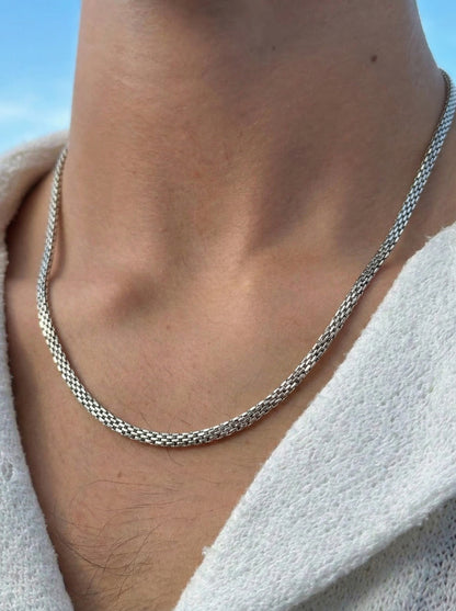 Silver Double Row Chain - 55 cm