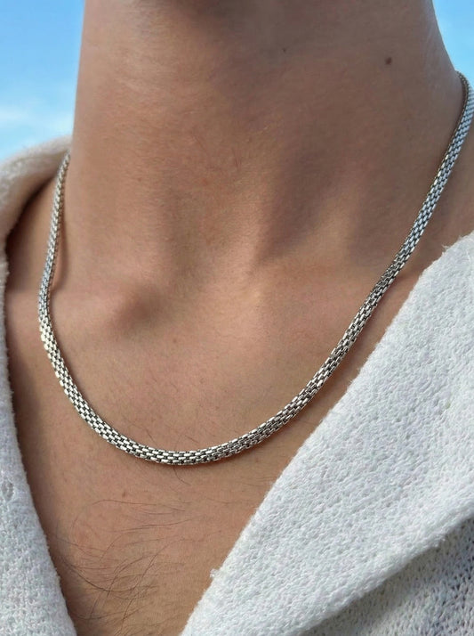 Silver Double Row Chain - 55 cm