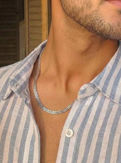 Silver Double Row Chain - 55 cm