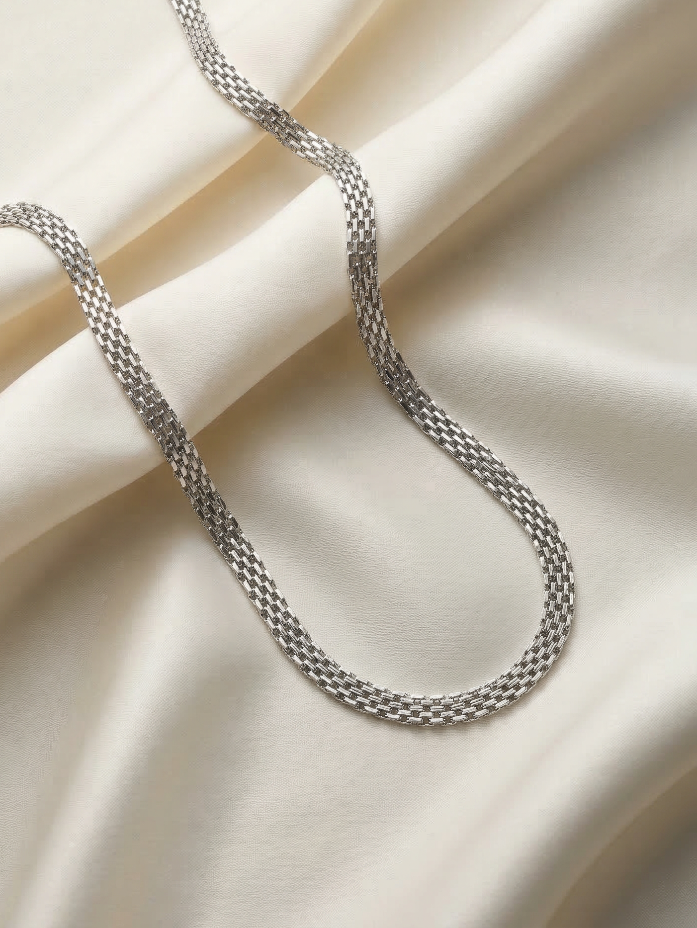 Silver Double Row Chain - 55 cm