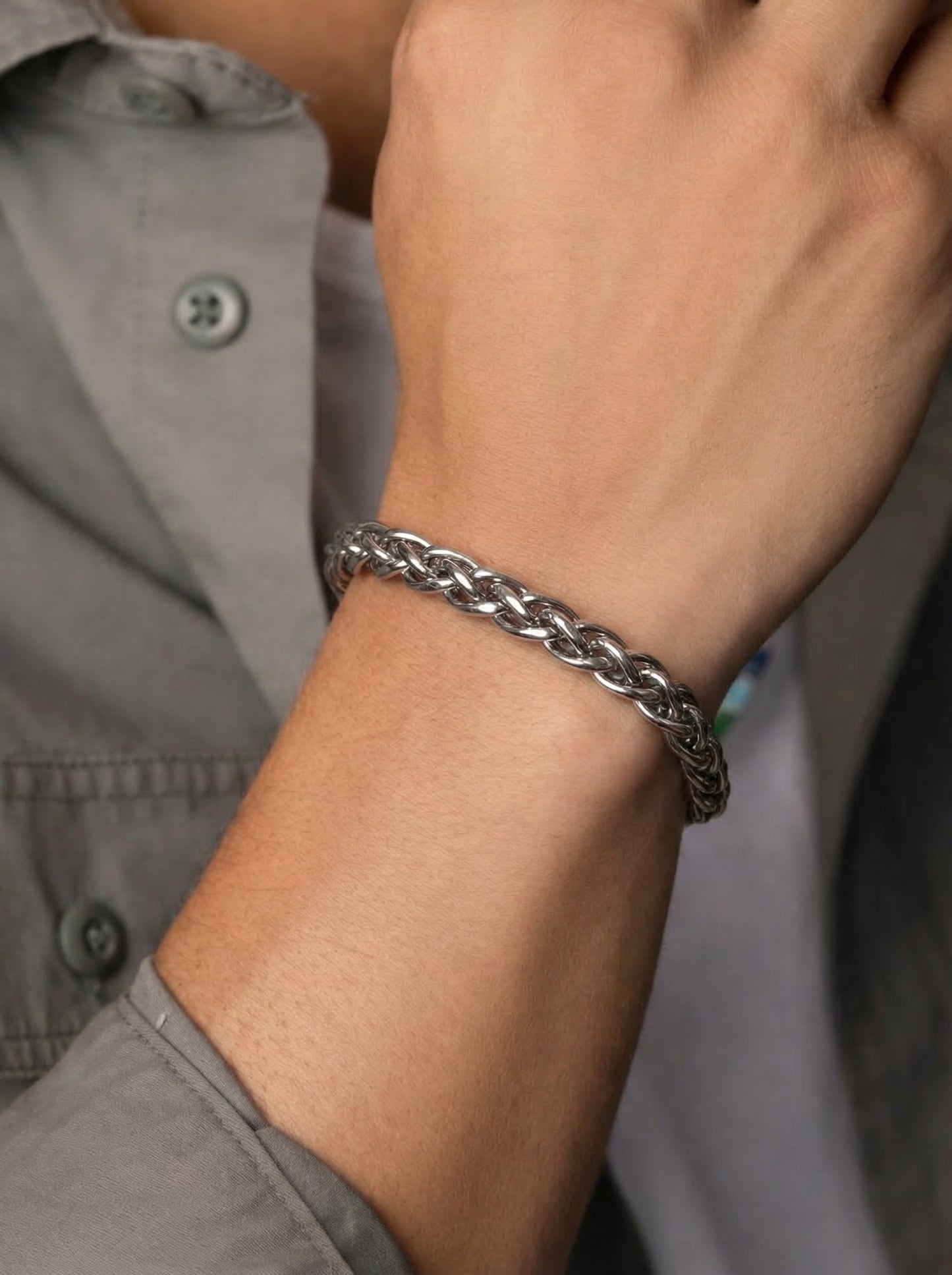 Silver Royal Braided Bracelet - 21 cm