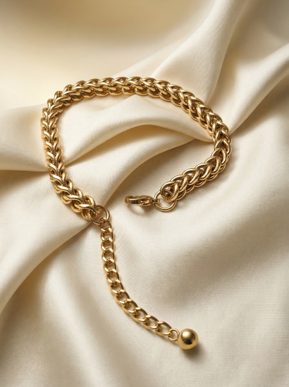 Golden Anchor Adjustable Bracelet with Charm