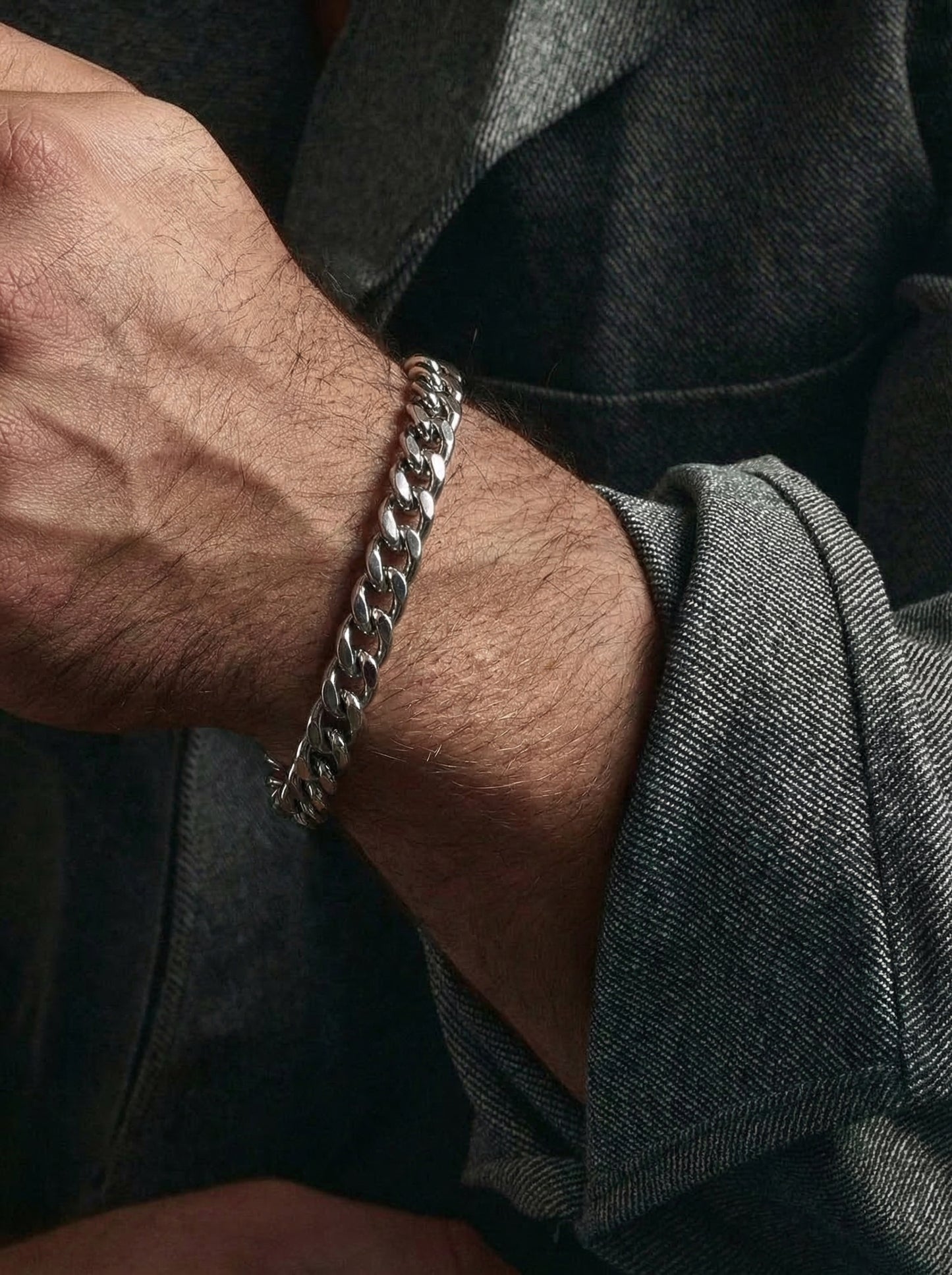Silver Anchor Adjustable Bracelet with Charm