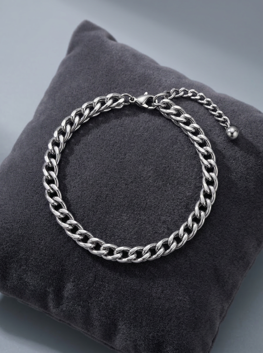 Silver Anchor Adjustable Bracelet with Charm