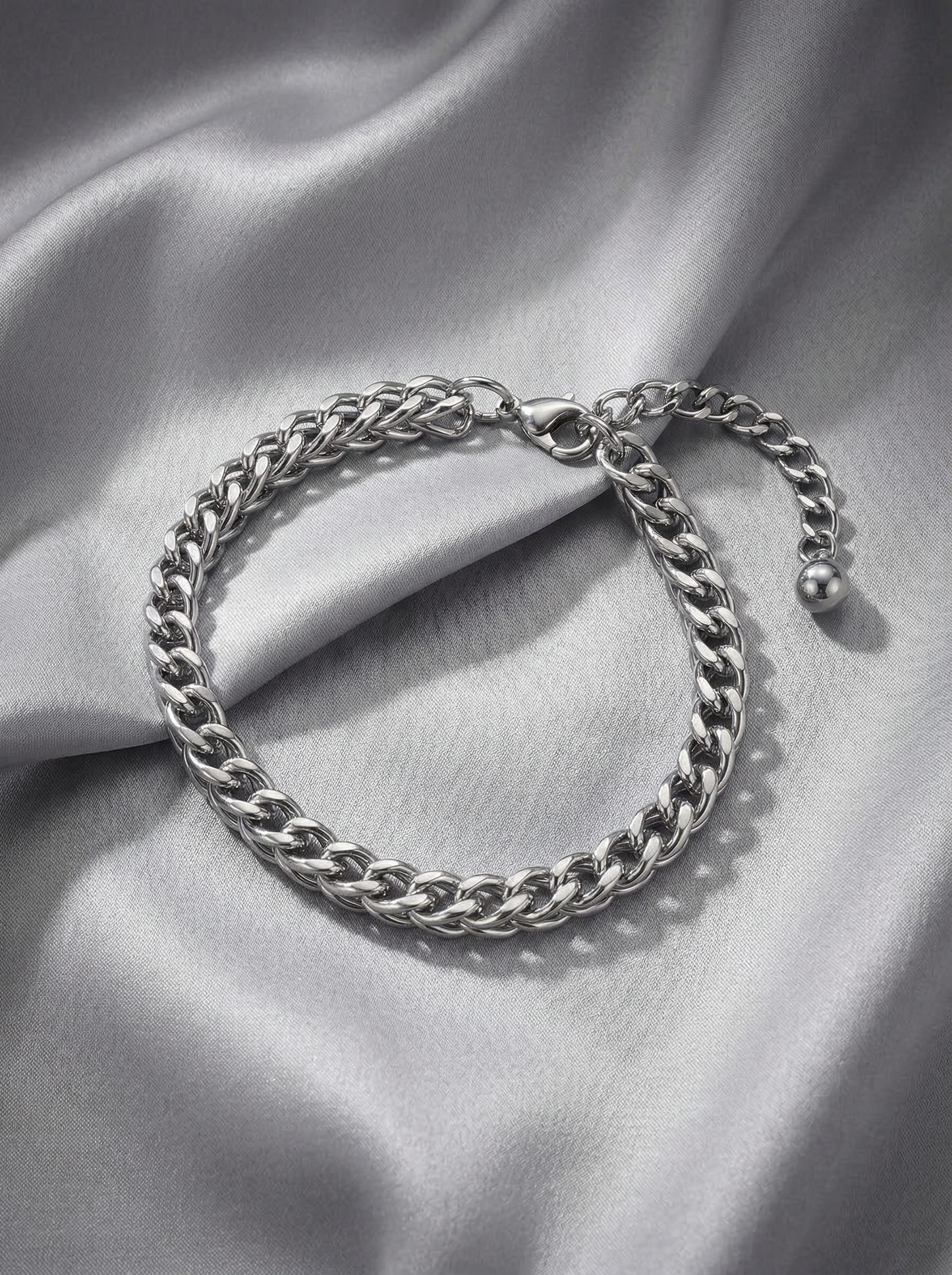 Silver Anchor Adjustable Bracelet with Charm