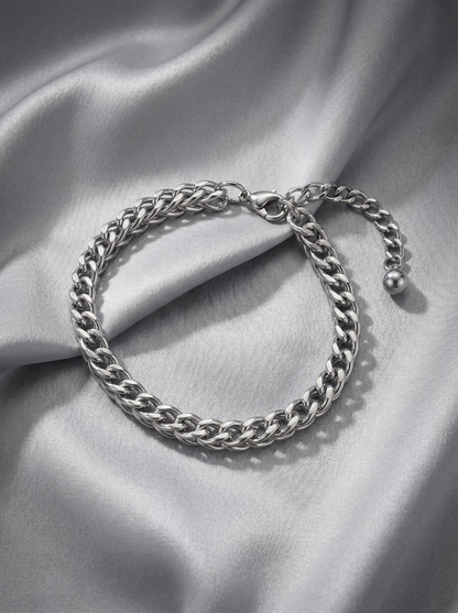 Silver Anchor Adjustable Bracelet with Charm