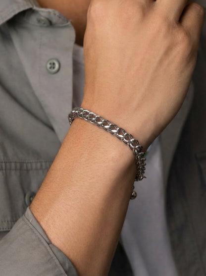 Silver Anchor Adjustable Bracelet with Charm