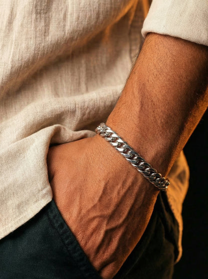 Silver Cuban Link Bracelet - 21 cm
