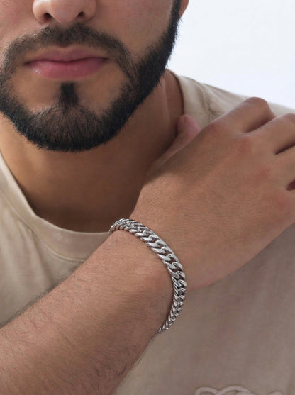 Silver Cuban Link Bracelet - 21 cm