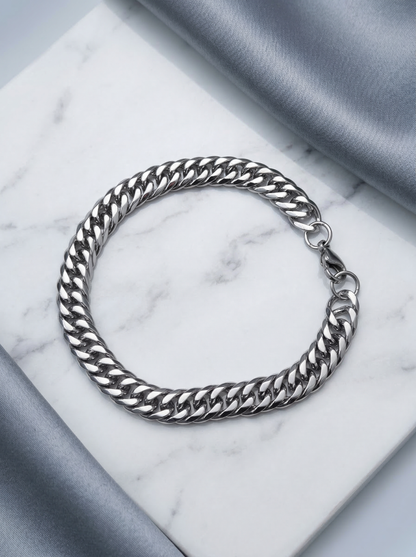 Silver Cuban Link Bracelet - 21 cm