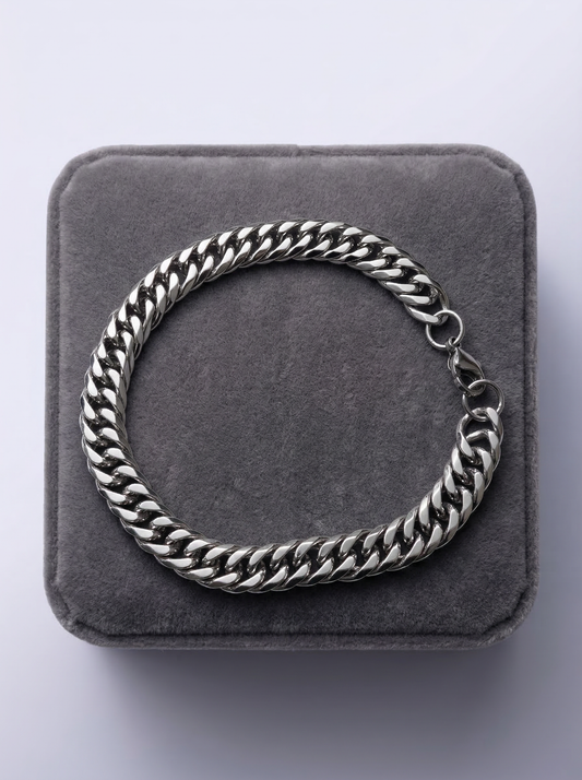 Silver Cuban Link Bracelet - 21 cm
