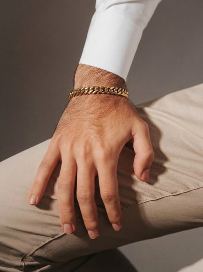 Golden Cuban Link Bracelet - 21 cm