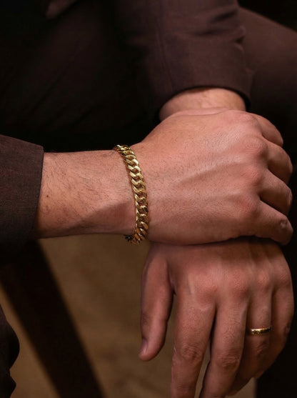 Golden Cuban Link Bracelet - 21 cm