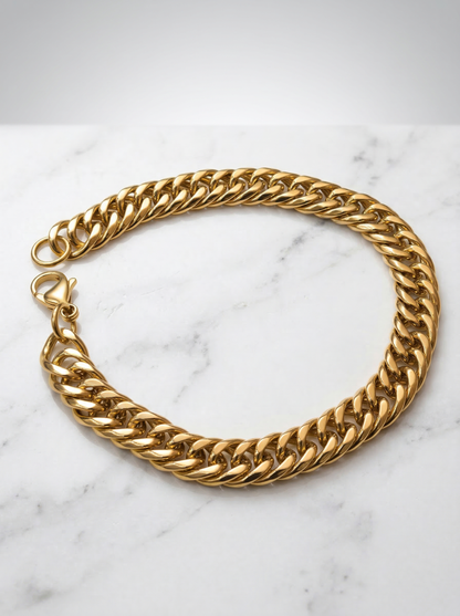 Golden Cuban Link Bracelet - 21 cm