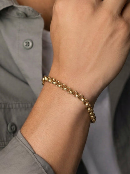 Golden Round Link Bracelet - 21 cm