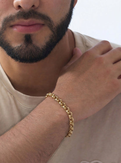 Golden Round Link Bracelet - 21 cm
