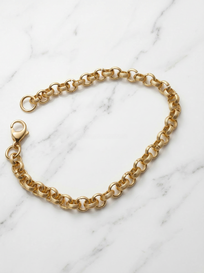 Golden Round Link Bracelet - 21 cm