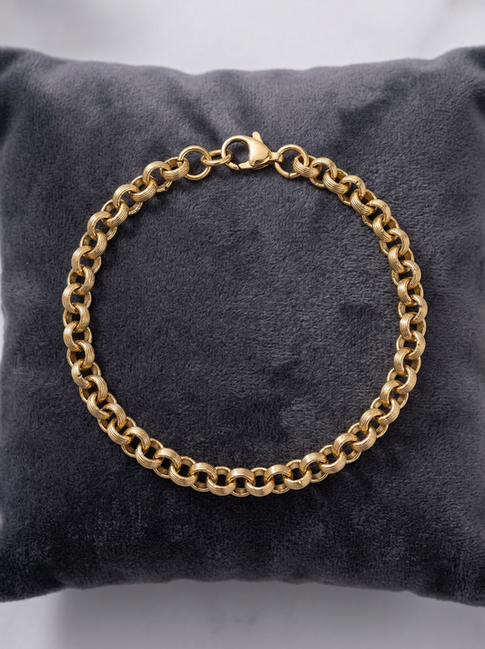 Golden Round Link Bracelet - 21 cm
