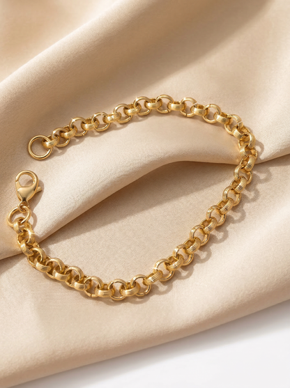 Golden Round Link Bracelet - 21 cm