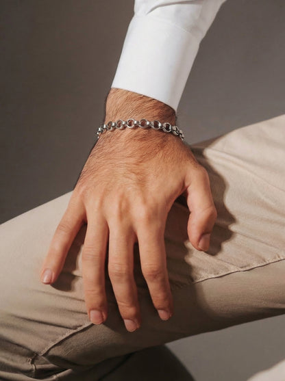 Silver Round Link Bracelet - 21 cm