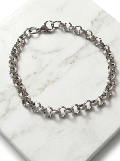 Silver Round Link Bracelet - 21 cm
