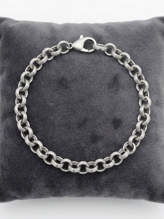 Silver Round Link Bracelet - 21 cm