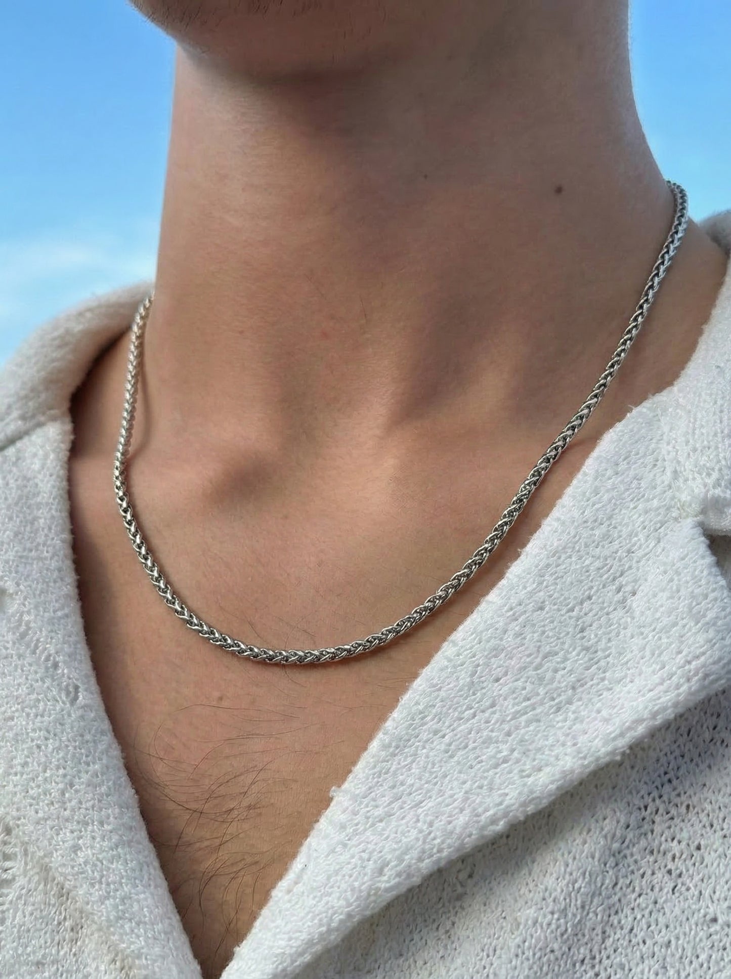 Silver Wheat Chain - 55 cm