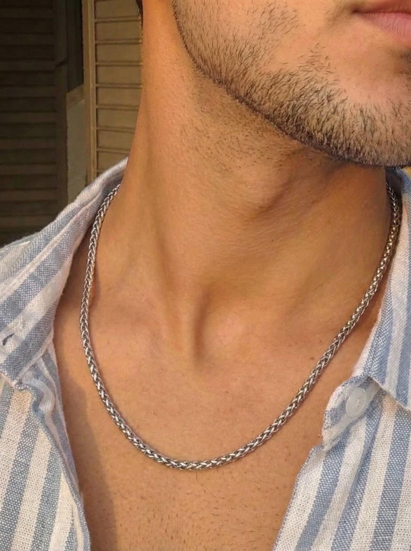 Silver Wheat Chain - 55 cm