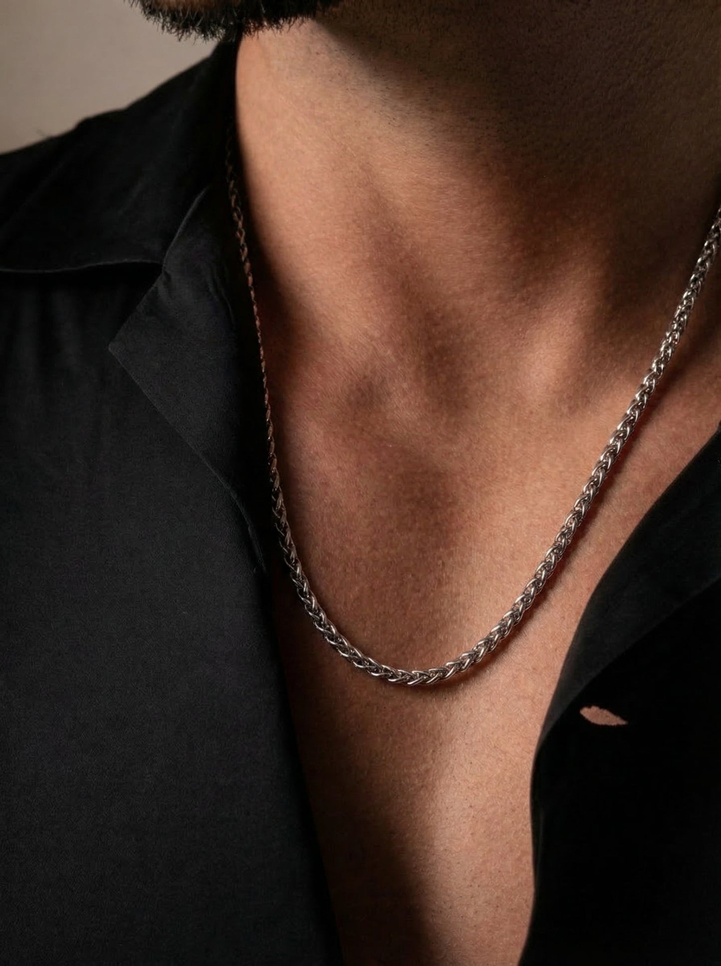 Silver Wheat Chain - 55 cm