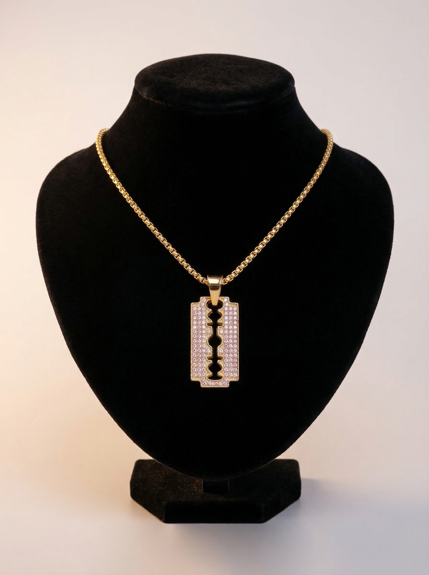 Golden Iced Blade Pendant Chain