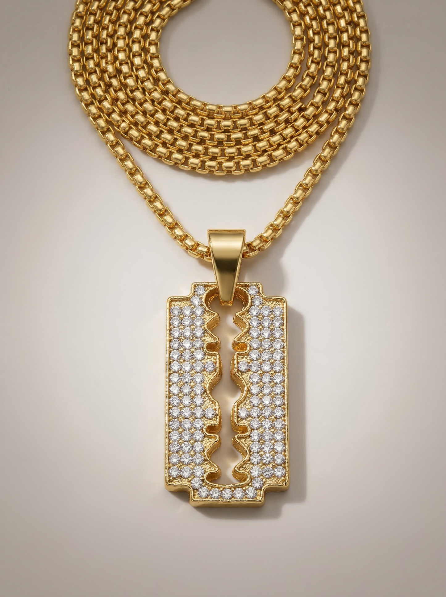 Golden Iced Blade Pendant Chain
