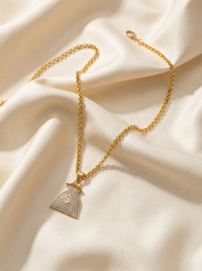 Golden Iced Money Bag Pendant Chain