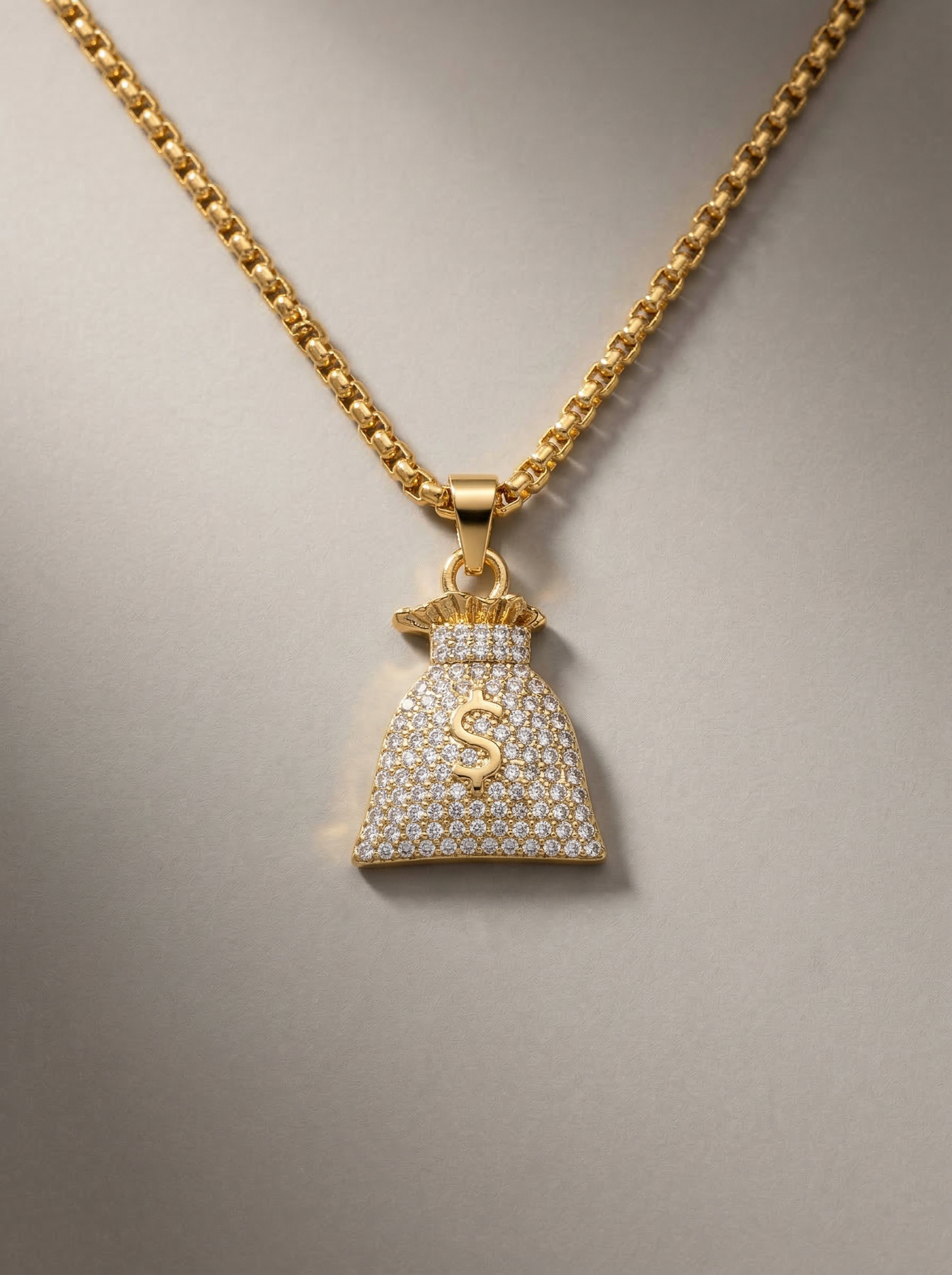 Golden Iced Money Bag Pendant Chain