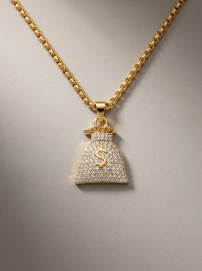 Golden Iced Money Bag Pendant Chain