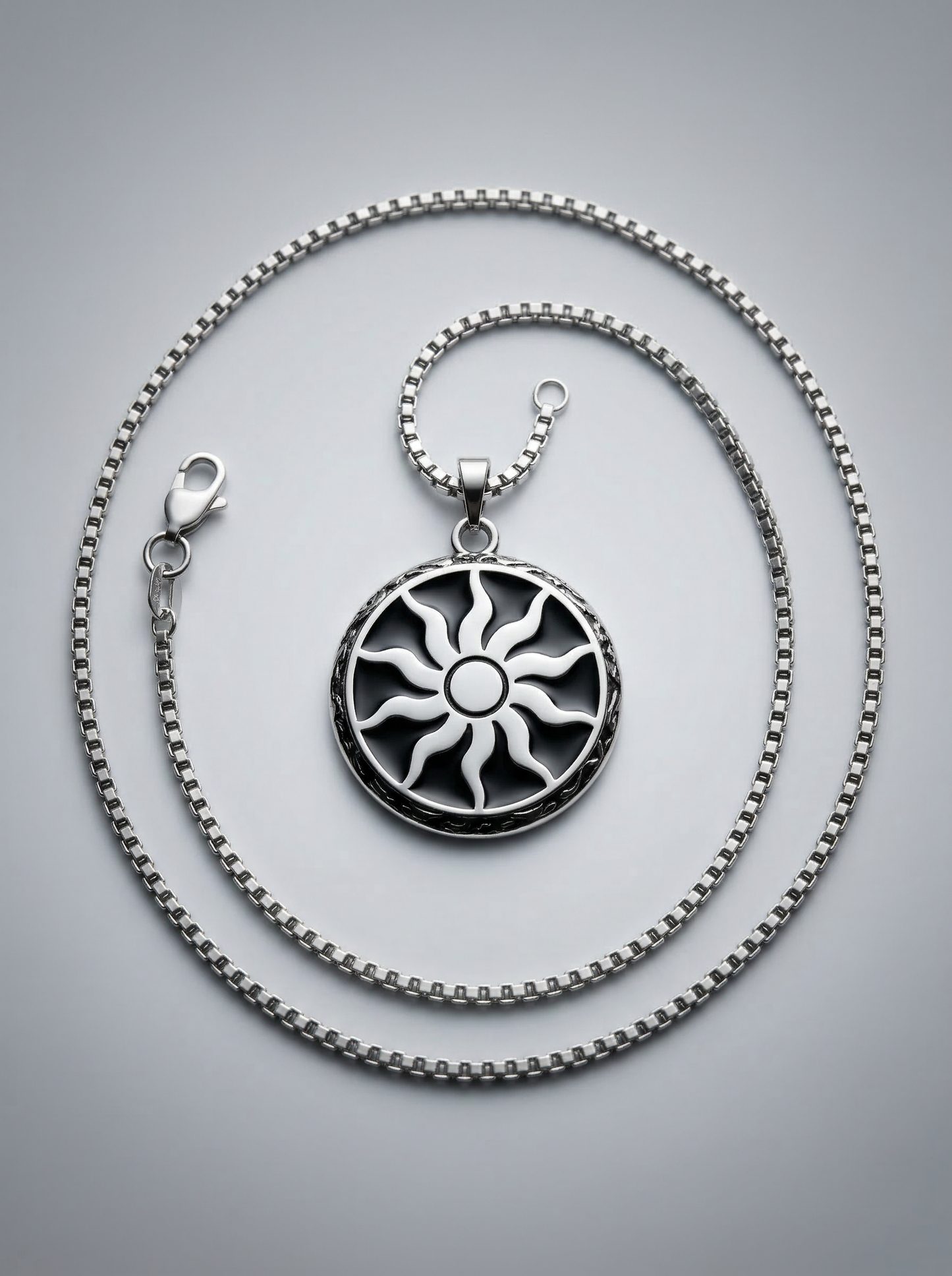 Silver Sun Emblem Pendant Chain