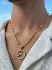 Golden Iced Star Wheel Pendant Chain