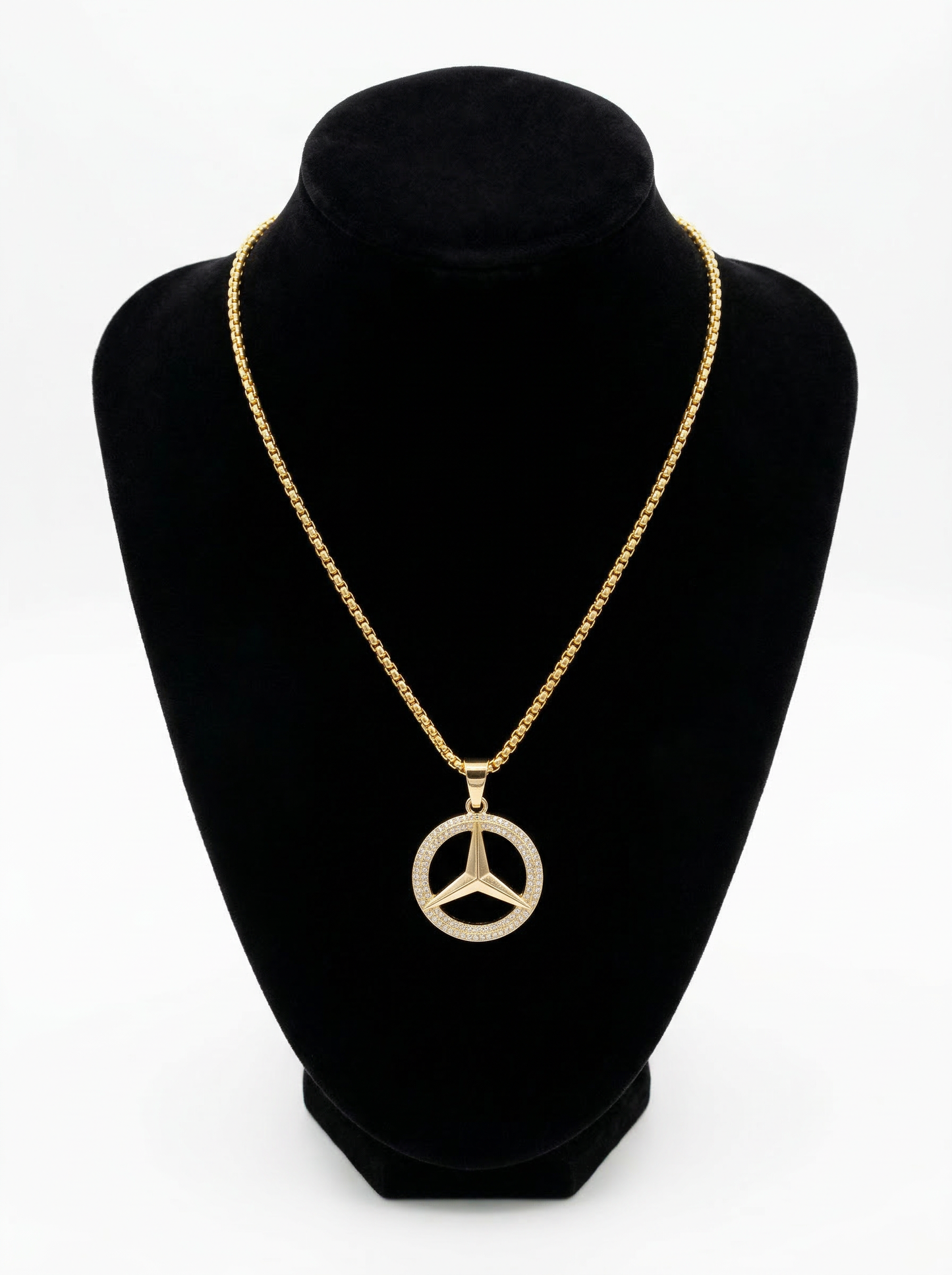 Golden Iced Star Wheel Pendant Chain