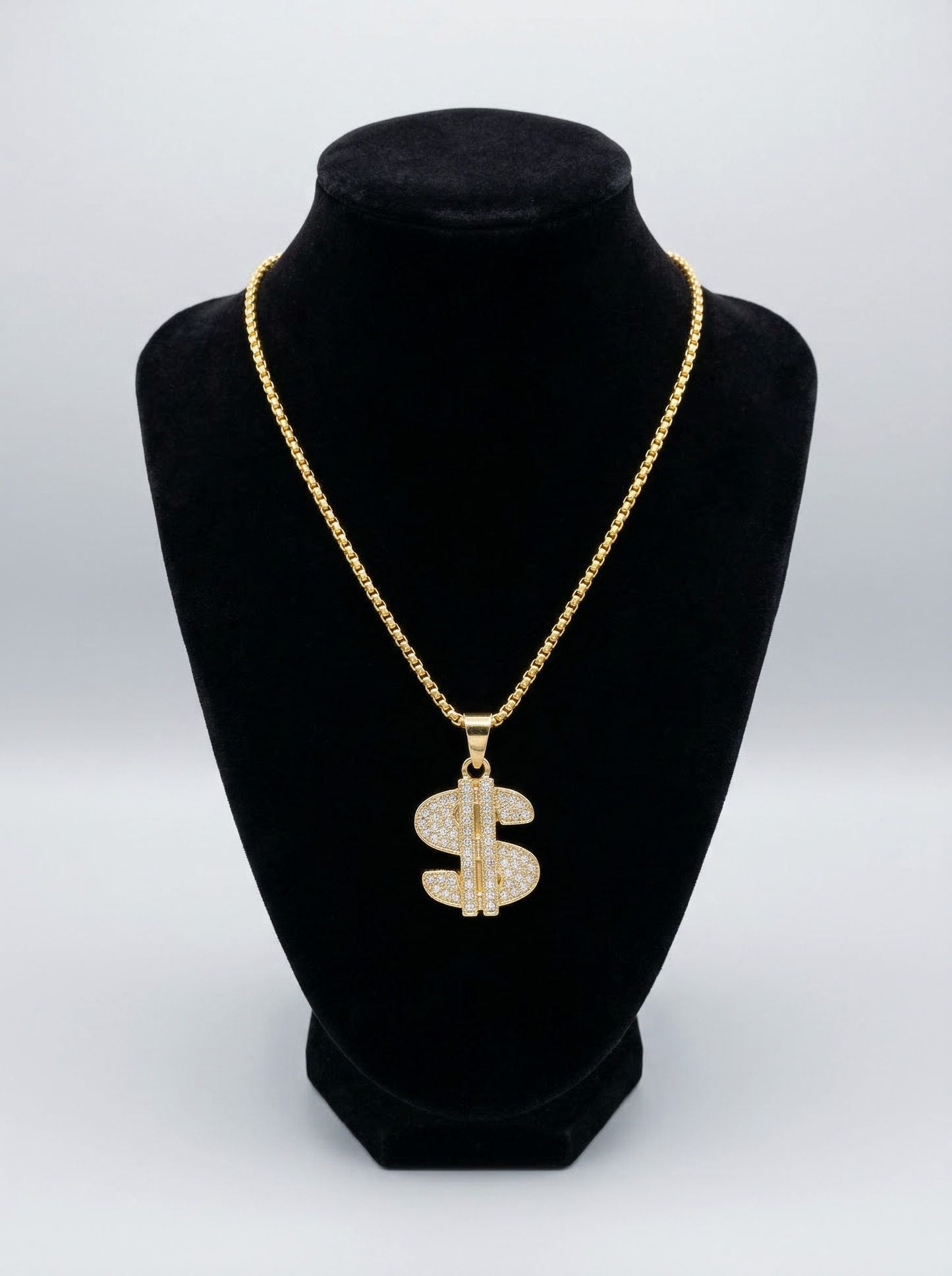 Golden Iced Dollar Pendant Chain