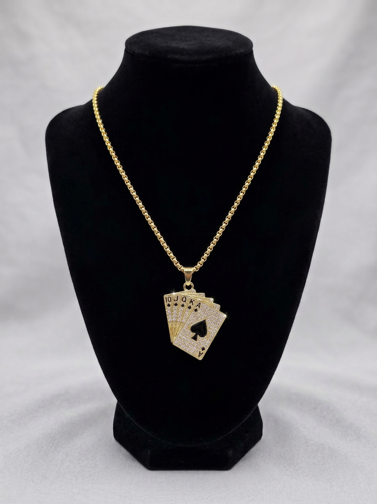 Golden Iced Royal Cards Pendant Chain