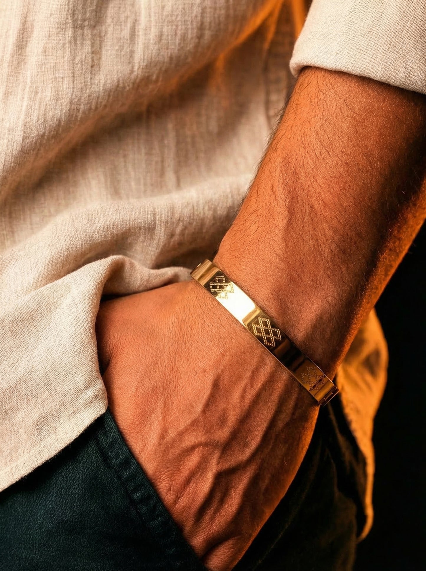 Golden Cross Weave Men’s Kada