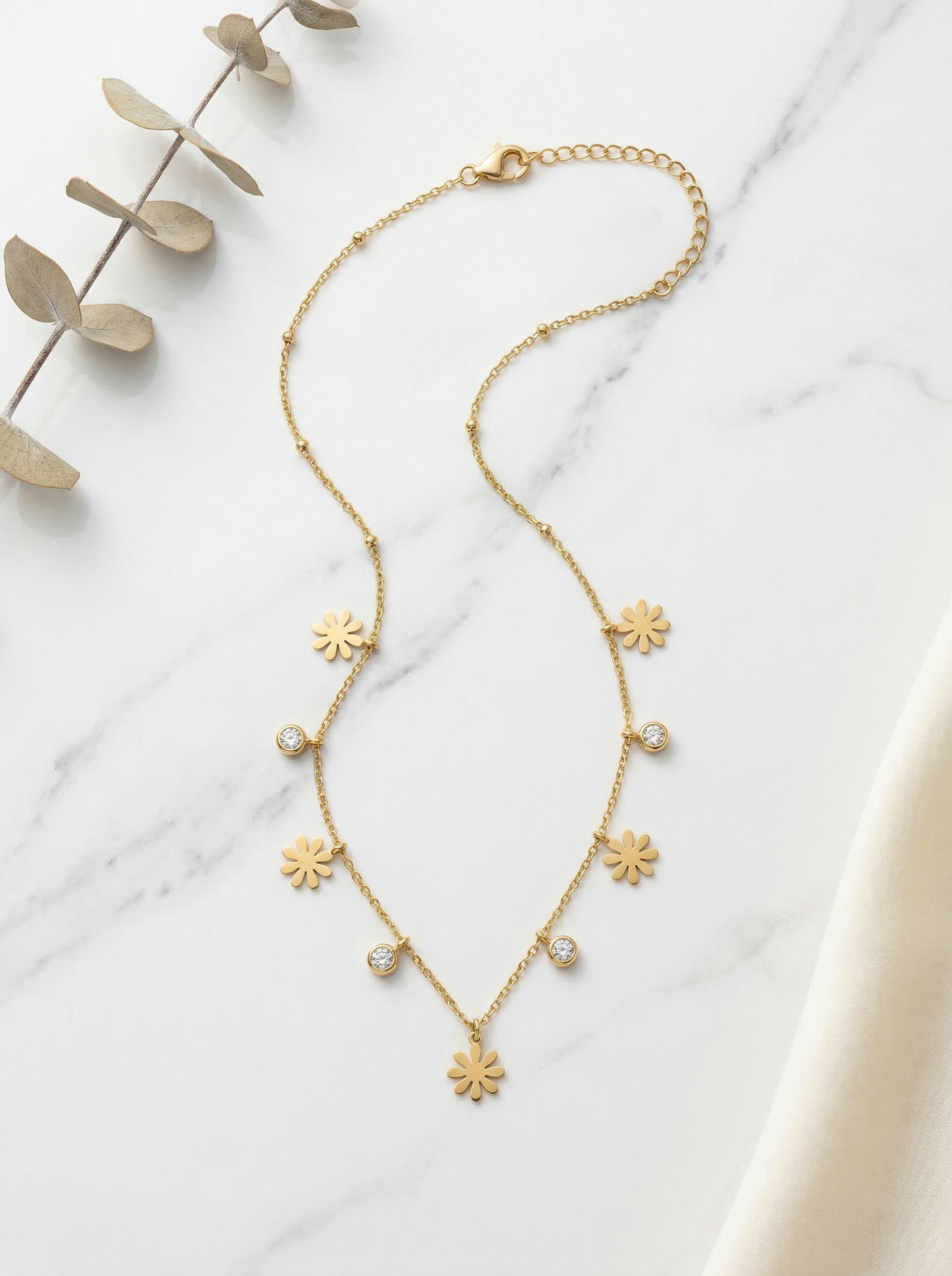 Golden Daisy Charm Necklace