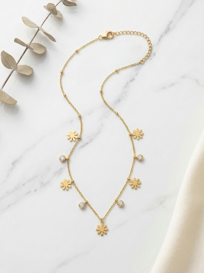 Golden Daisy Charm Necklace