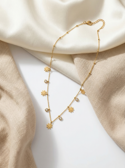 Golden Daisy Charm Necklace
